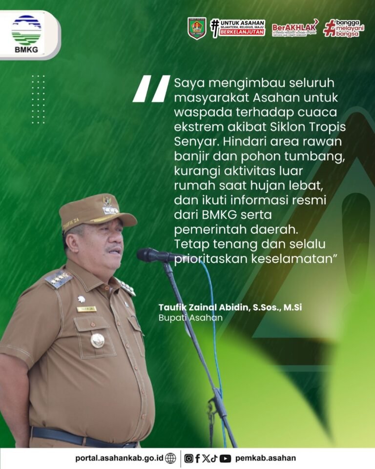 Pemkab Asahan Serukan Kesiaggan menghadapi Cuac Ekstrem Akibat Siklon Tropis Senyar