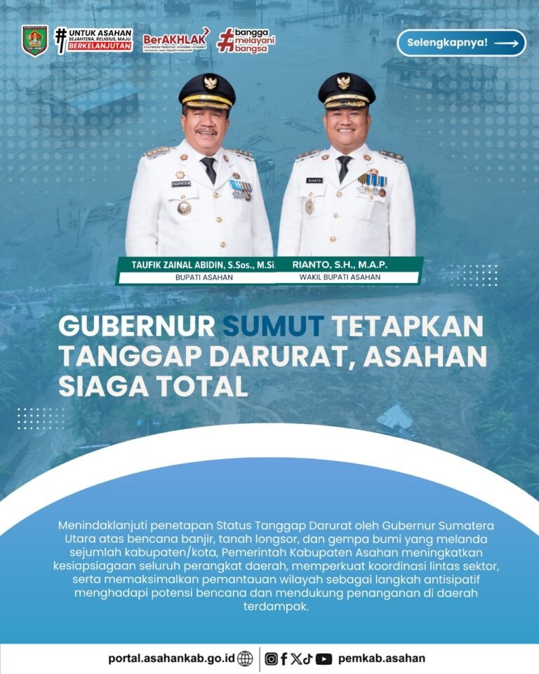 Gubernur Sumut Tetapkan Tanggap Darurat, Pemkab Asahan Tingkatkan Kesiapsiagaan